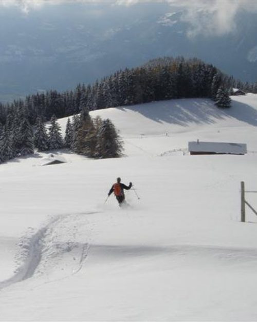 42c Steve-and-Francoise-skiing-down-from-Solacyre-Leysin-2